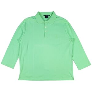Ralph Lauren Sport Polo Shirt Womens L Light Green 3/4 Sleeve Stretch Preppy Top